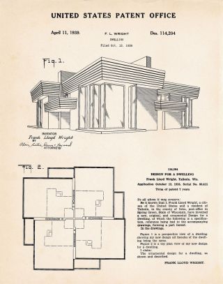 1939 Frank Lloyd Wright House Dwelling Gifts For Architects Patent Art Print