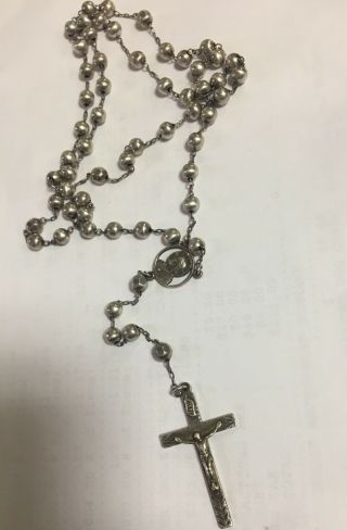 Antique Vintage 925 Sterling Silver Religious Rosary Beads