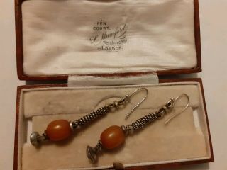 Lovely Vintage 1920 Art Deco Butterscotch Amber Drop Earrings Vintage Jewellery