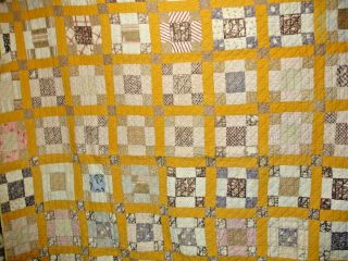 Q 36,  Vintage Quilt,  9 Patch Variation,  Patchwork,  Hand Quilted,  70 X 79 In.