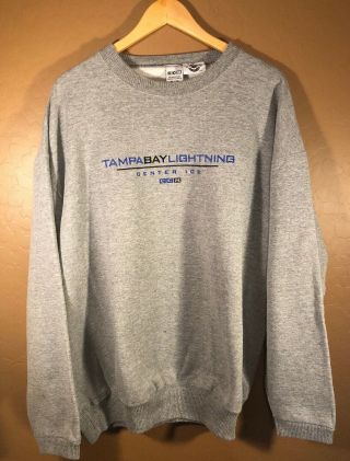 Vintage Tampa Bay Lightning Xl Sweater Nhl Hockey Center Ice Authentic Ccm Brand