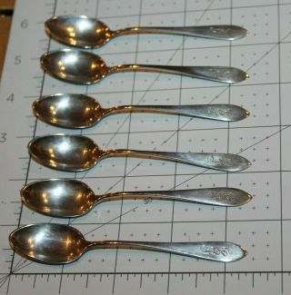 Set Of 6 Vintage Sterling Silver Demitasse Spoons Engraved " Lcs " 1.  9 Oz.