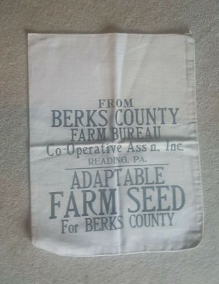 Vintage Feedsack Berks County,  Pa Farm Bureau Reading,  Pa Co - Operative Assn.