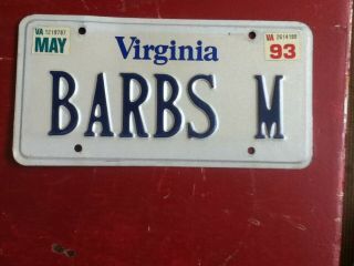 License Plate Tag Virginia Va Personalized Vanity Barbs M Rustic Usa