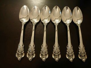 Antique Wallace Grand Baroque Sterling Silver Spoon Set Of 6