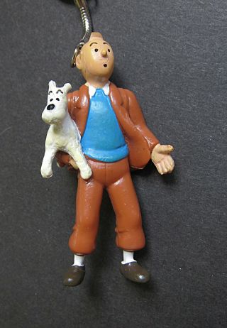 Tintin And Snowy European Comic Strip Character And Dog Keychain Vtg 1994
