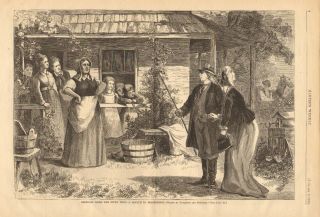 Salt Lake City,  Utah,  Mormon,  Bringing Home The Fifth Wife,  1875 Antique Print