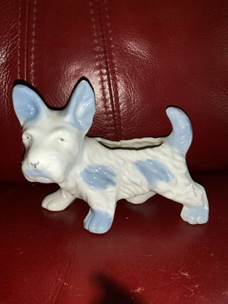 Vintage 4” Porcelain Scottie Dog Planter Figurine Ceramic