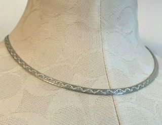 Vintage Sterling Silver 925 17 " Herringbone Chain Necklace Flat Made In Italy