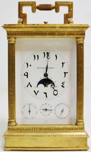 Very Rare Vintage Matthew Norman Calendar Moonphase Repeater Carriage Clock