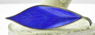 Vintage Vermeil Sterling David Andersen Norway Large Blue Enamel Leaf Pin Brooch