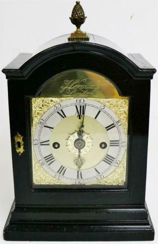 Rare Antique English J Heroux Of London Ebonised Twin Fusee Verge Bracket Clock