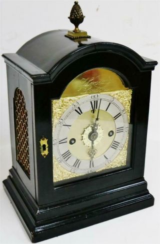 Rare Antique English J Heroux Of London Ebonised Twin Fusee Verge Bracket Clock 2