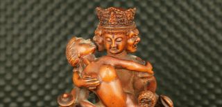 Rare Chinese Old Boxwood Hand Carved Buddha Statue Netsuke