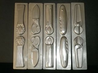 Professional,  Vintage Metal Chocolate Mold,  5 Double Moulds.