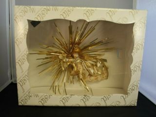Koestel Wax Angel Gold Brocade Vtg West Germany Christmas Decoration Topper 5 "