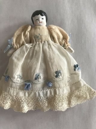 Vintage Tiny Arts And Crafts Hand Made Doll With Clothing