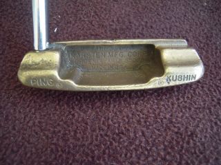 Vintage Ping Kushin Brass Putter: 35 1/2 " ; Man 