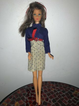 Japanese Vintage Barbie Doll 1966 Brown Long Hair Blue Eyes Twist & Turn