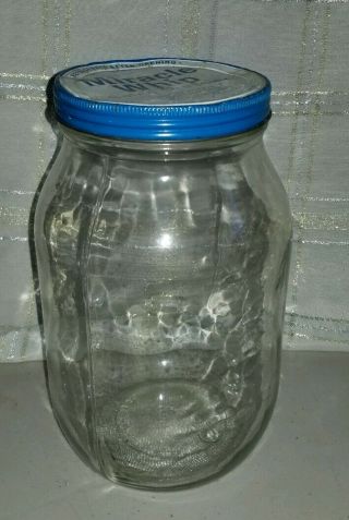 Vintage 1 Gallon Clear Glass Miracle Whip Mayonnaise Jar With Lid Wide Mouth