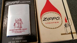 Vintage 1972 Zippo Lighter Advertising Pump House Daytona Great Graphics