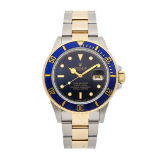 Rolex Submariner Automatic Steel Gold Blue Dial Mens Oyster Bracelet Watch 16803
