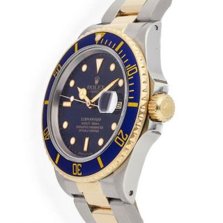 Rolex Submariner Automatic Steel Gold Blue Dial Mens Oyster Bracelet Watch 16803 3