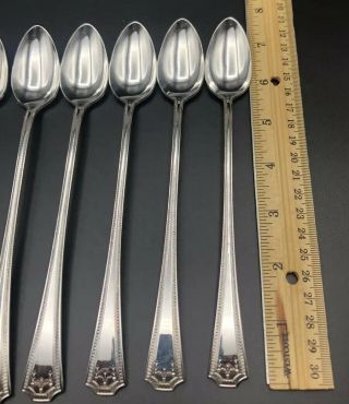 Set Of 8 Vintage NS Co National Silver ADAM Silverplate Iced Tea Spoons 1917 2