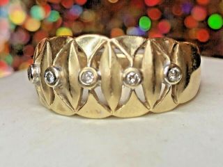 Vintage Estate 14k Gold Diamond Band Ring Wedding Anniversary 585 Bezel Set