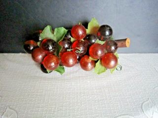 Retro Mid Century Large Lucite Acrylic Orange Grapes On A Log - Glitter Clear