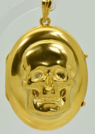 Lolrare Antique Victorian 18k Gold Memento Mori Skull Locket Pendant.  15g Heavy