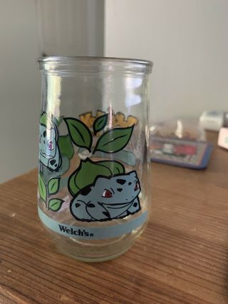 Vintage 1999 Welch ' s Jelly Jar Nintendo Pokemon 01 Bulbasaur Juice Glass 3