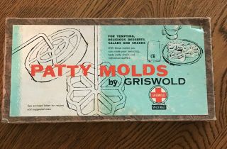 Vintage Early 1940s - 50s Rare Version Griswold Patty Molds