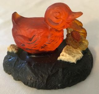 Rare Mid Century Acrylic Lucite Duck/flowers Figurine 1969 W Label