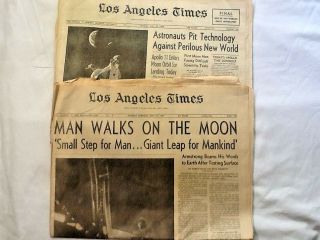 Vintage Los Angeles Times Apollo 11 " Man Walks On Moon " July 21,  1969,  7/20/1969