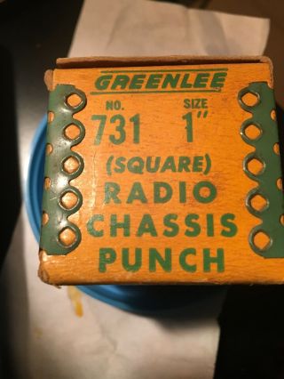 Greenlee Tools No.  731 Square Radio Chassis Knock Out Punch 1 " Punch,  Box Vtg