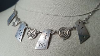 Unusual Vintage.  925 Sterling Silver Geometric 18 " Necklace