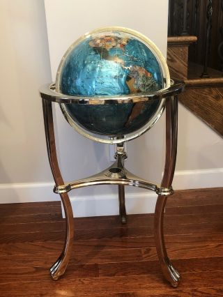 Alexander Kalifano Mother Of Pearl Gemstone Inlayed Standing Globe 35 " Tall