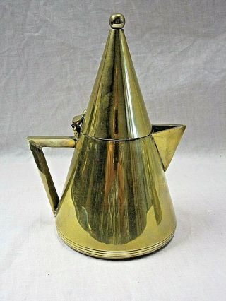 Antique Art Deco Conical Shaped Brass 1920/30 ' s Tea Coffee Pot Set 3