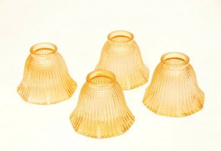Vintage Set Of 4 Amber Hobnail Glass Lamp/chandelier Shades 2 " Fitter