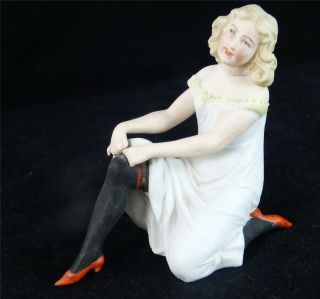 N767 C1910s Antique German Bathing Belle Porcelain Doll Figurine Schafer & Vater