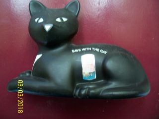 Vintage Promotional Union Carbide 1981 " Eveready " Plastic Black Cat Bank