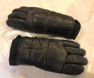 Vintage Aris Navy Blue Spartan Leather Gloves Mens L Ski Winter Sport Motorcycle