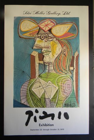 Picasso Vintage 1972 Exhibition Poster Femme Assise Dora Maar Heller Gallery