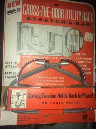 Vintage Sanjo Cross - The - Door Utility Rack Rare Mid - Century Chrome Old Stock