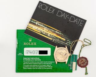 1982 Rolex 18k Gold Ref.  18038 Day - Date W/ Papers Out Of Estate