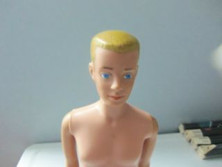 Vintage 1960 Ken Doll Blonde W/ Blue Eyes - Marked Japan - With Stand - Barbie