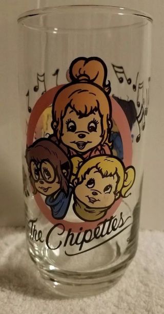Vintage 1985 The Chipettes From Alvin And The Chipmunks Glass
