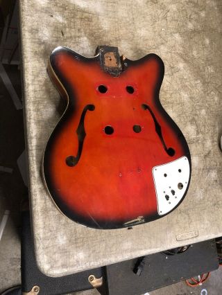 1960s - 70s Teisco Del Rey Vintage Ep - 8 Thinline Electric Guitar Body Luthier Part