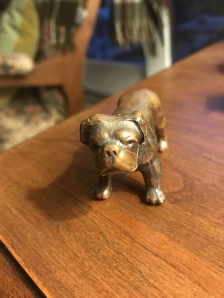 Small Antique Vintage Cast Metal English Bulldog Dog Figurine 2 " Cold Painted